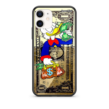 Θήκη iPhone 12 Mini Duck Money από τη Smartfits με σχέδιο στο πίσω μέρος και μαύρο περίβλημα | iPhone 12 Mini Duck Money case with colorful back and black bezels