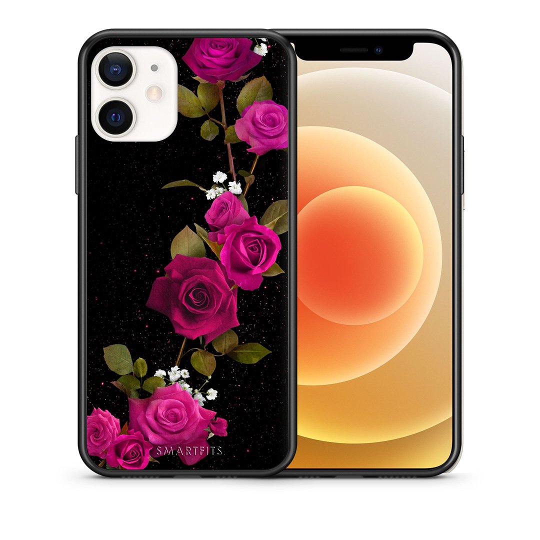 Θήκη iPhone 12 Mini Red Roses Flower από τη Smartfits με σχέδιο στο πίσω μέρος και μαύρο περίβλημα | iPhone 12 Mini Red Roses Flower case with colorful back and black bezels