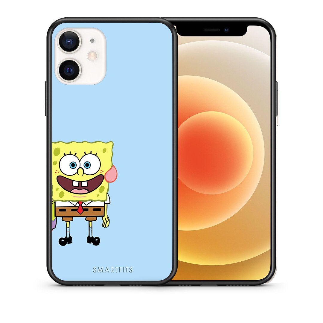 Θήκη iPhone 12 Mini Friends Bob από τη Smartfits με σχέδιο στο πίσω μέρος και μαύρο περίβλημα | iPhone 12 Mini Friends Bob case with colorful back and black bezels