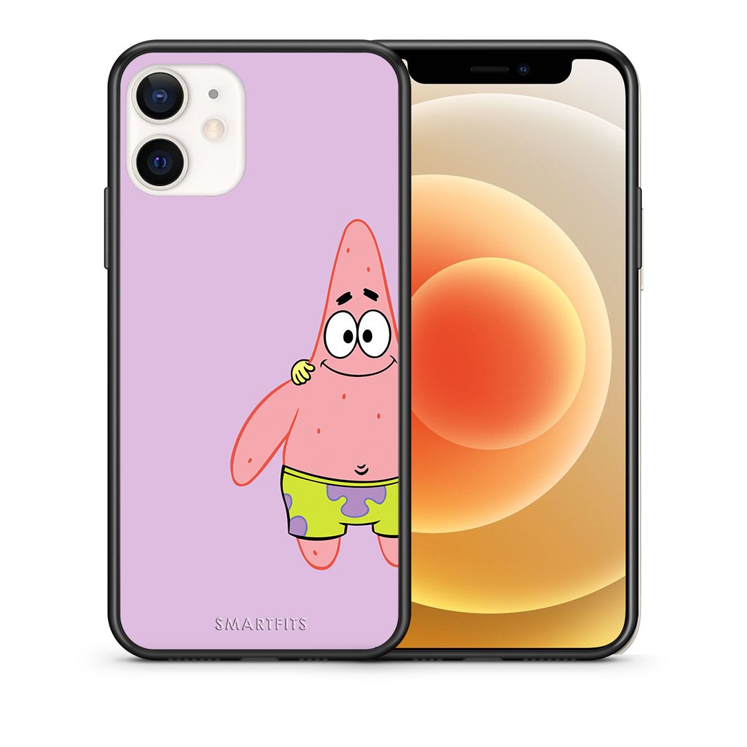 Θήκη iPhone 12 Mini  Friends Patrick από τη Smartfits με σχέδιο στο πίσω μέρος και μαύρο περίβλημα | iPhone 12 Mini  Friends Patrick case with colorful back and black bezels