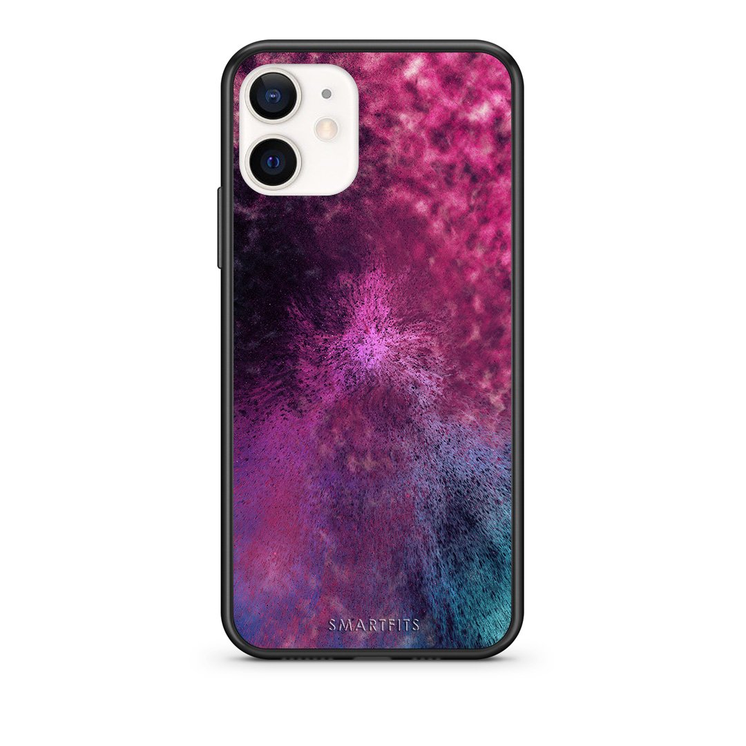 Θήκη iPhone 12 Mini Aurora Galaxy από τη Smartfits με σχέδιο στο πίσω μέρος και μαύρο περίβλημα | iPhone 12 Mini Aurora Galaxy case with colorful back and black bezels