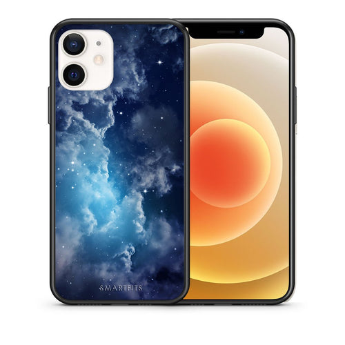 Θήκη iPhone 12 Mini Blue Sky Galaxy από τη Smartfits με σχέδιο στο πίσω μέρος και μαύρο περίβλημα | iPhone 12 Mini Blue Sky Galaxy case with colorful back and black bezels