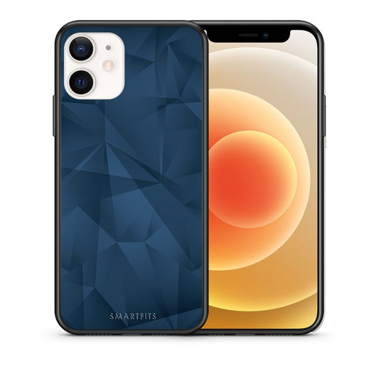 Θήκη iPhone 12 Mini Blue Abstract Geometric από τη Smartfits με σχέδιο στο πίσω μέρος και μαύρο περίβλημα | iPhone 12 Mini Blue Abstract Geometric case with colorful back and black bezels
