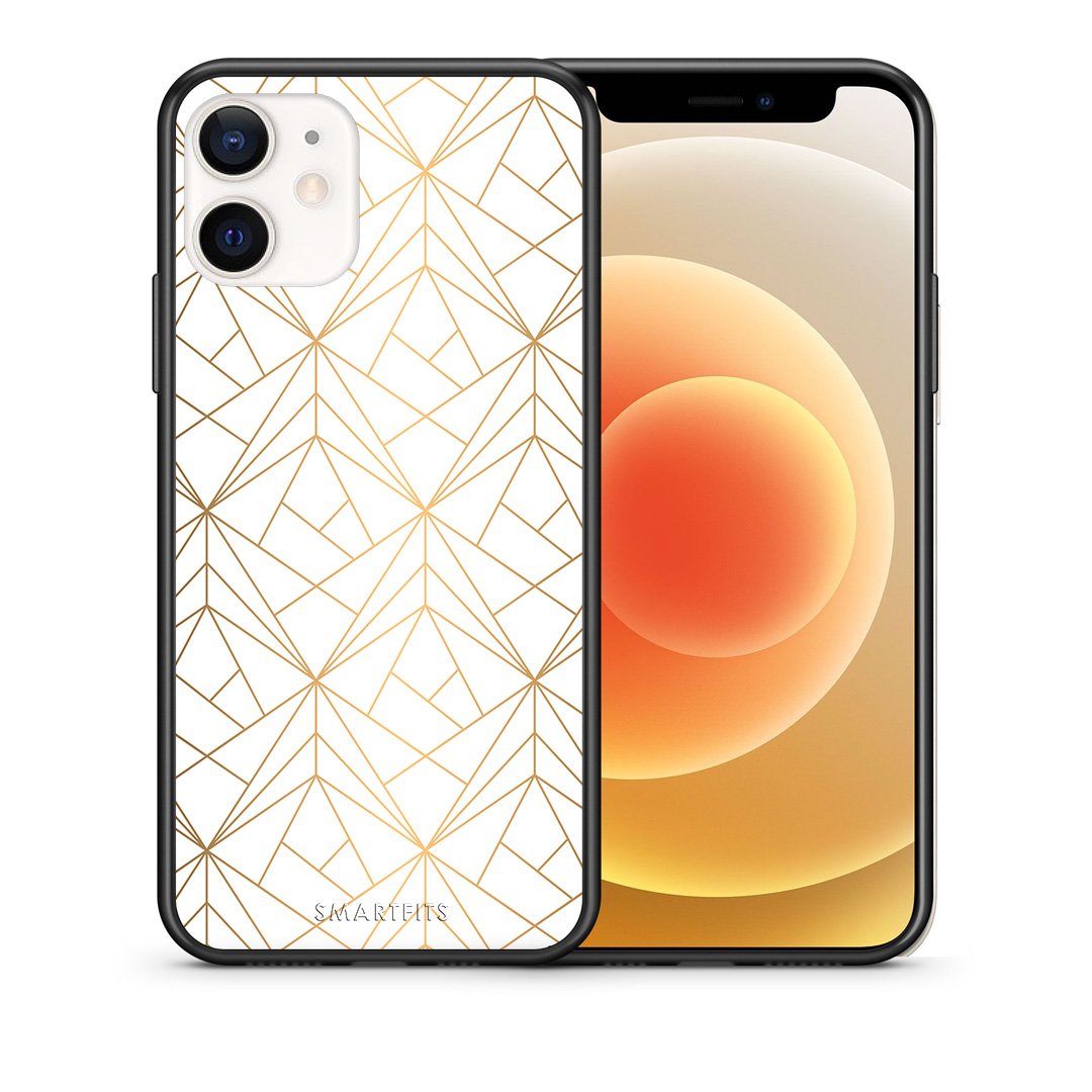 Θήκη iPhone 12 Mini Luxury White Geometric από τη Smartfits με σχέδιο στο πίσω μέρος και μαύρο περίβλημα | iPhone 12 Mini Luxury White Geometric case with colorful back and black bezels