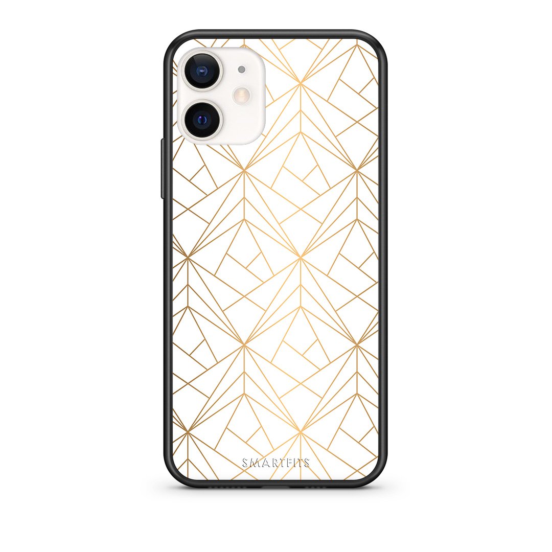 Θήκη iPhone 12 Mini Luxury White Geometric από τη Smartfits με σχέδιο στο πίσω μέρος και μαύρο περίβλημα | iPhone 12 Mini Luxury White Geometric case with colorful back and black bezels