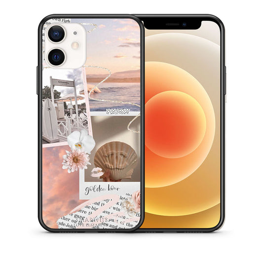 Θήκη Αγίου Βαλεντίνου iPhone 12 Mini Golden Hour από τη Smartfits με σχέδιο στο πίσω μέρος και μαύρο περίβλημα | iPhone 12 Mini Golden Hour case with colorful back and black bezels