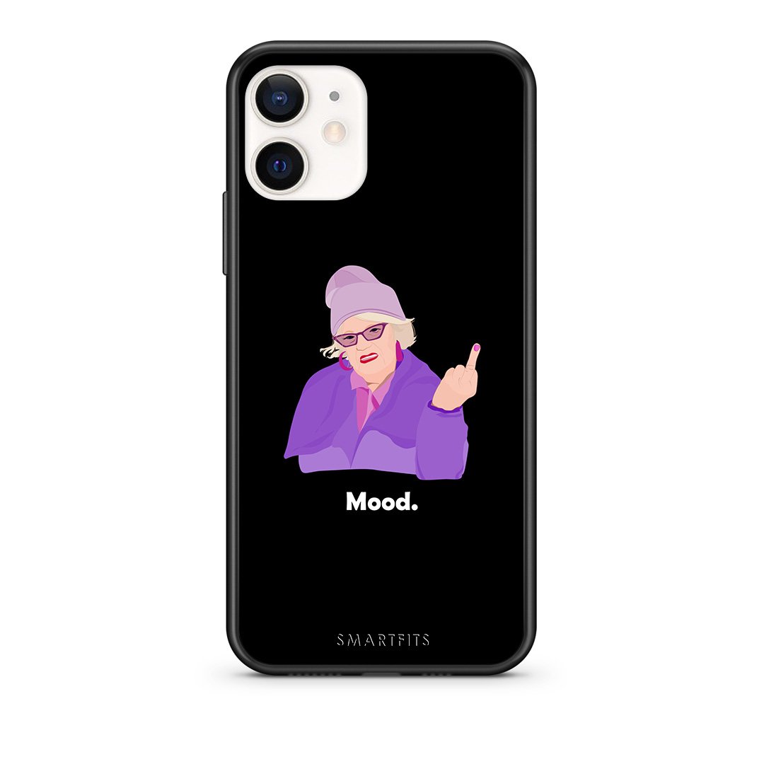 Θήκη iPhone 12 Mini Grandma Mood Black από τη Smartfits με σχέδιο στο πίσω μέρος και μαύρο περίβλημα | iPhone 12 Mini Grandma Mood Black case with colorful back and black bezels