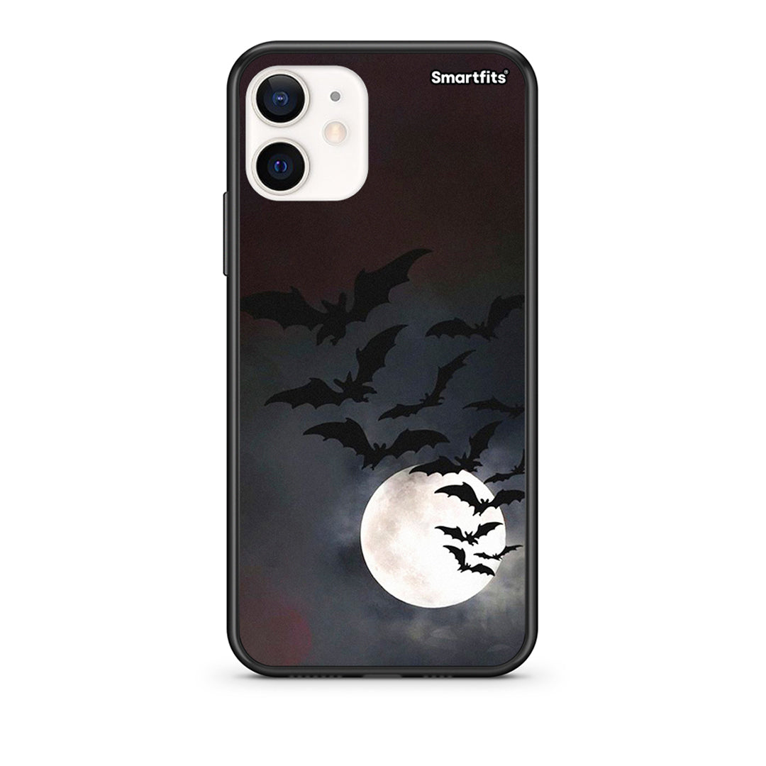 Θήκη iPhone 12 Mini Halloween Bat Night από τη Smartfits με σχέδιο στο πίσω μέρος και μαύρο περίβλημα | iPhone 12 Mini Halloween Bat Night case with colorful back and black bezels
