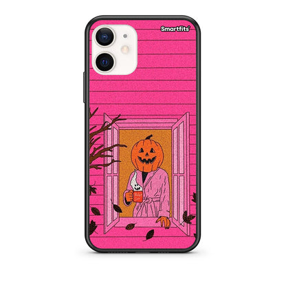 Θήκη iPhone 12 Mini Halloween Pumpkin Lady από τη Smartfits με σχέδιο στο πίσω μέρος και μαύρο περίβλημα | iPhone 12 Mini Halloween Pumpkin Lady case with colorful back and black bezels