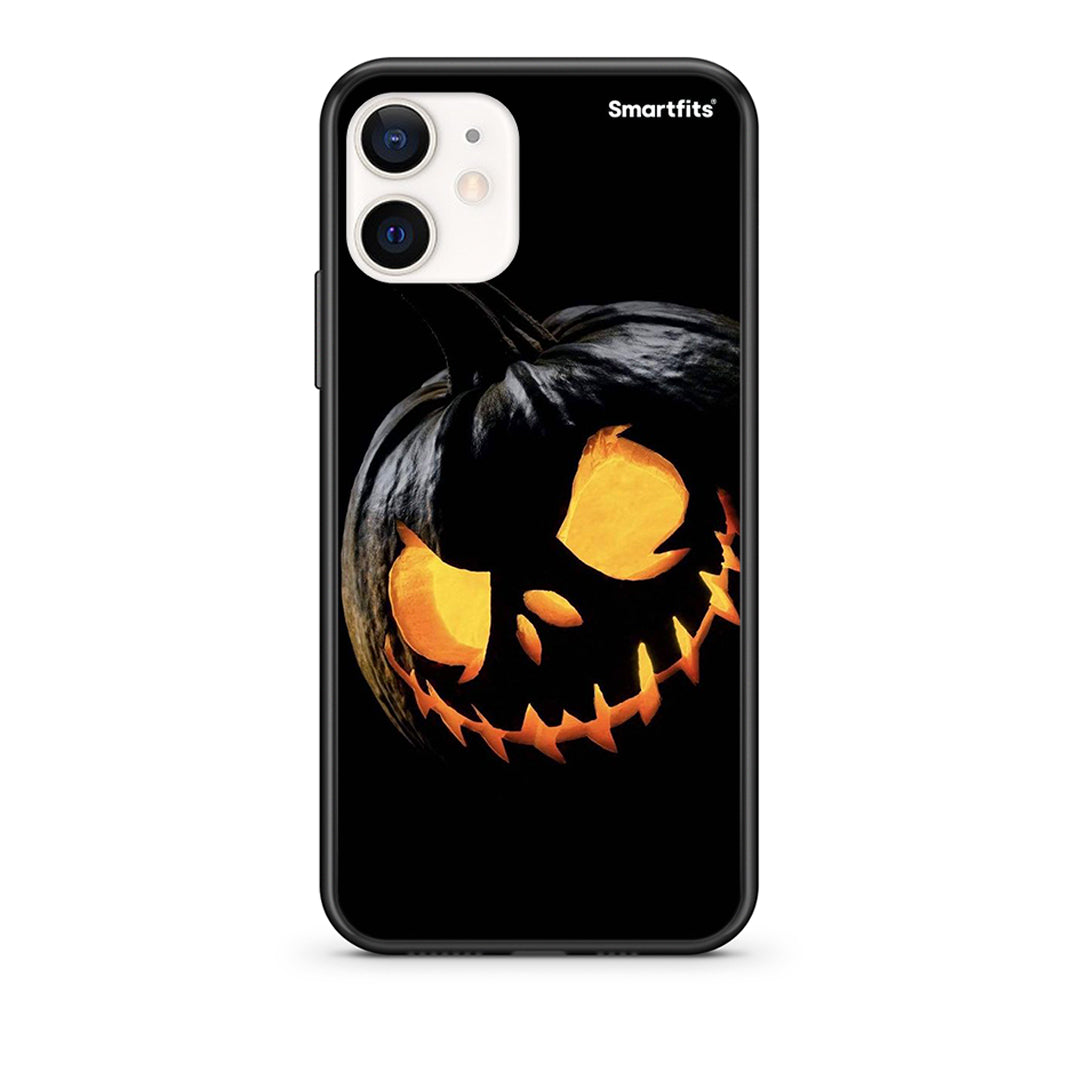 Θήκη iPhone 12 Mini Halloween Scary Pumpkin από τη Smartfits με σχέδιο στο πίσω μέρος και μαύρο περίβλημα | iPhone 12 Mini Halloween Scary Pumpkin case with colorful back and black bezels