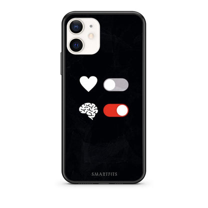 Θήκη Αγίου Βαλεντίνου iPhone 12 Mini Heart Vs Brain από τη Smartfits με σχέδιο στο πίσω μέρος και μαύρο περίβλημα | iPhone 12 Mini Heart Vs Brain case with colorful back and black bezels