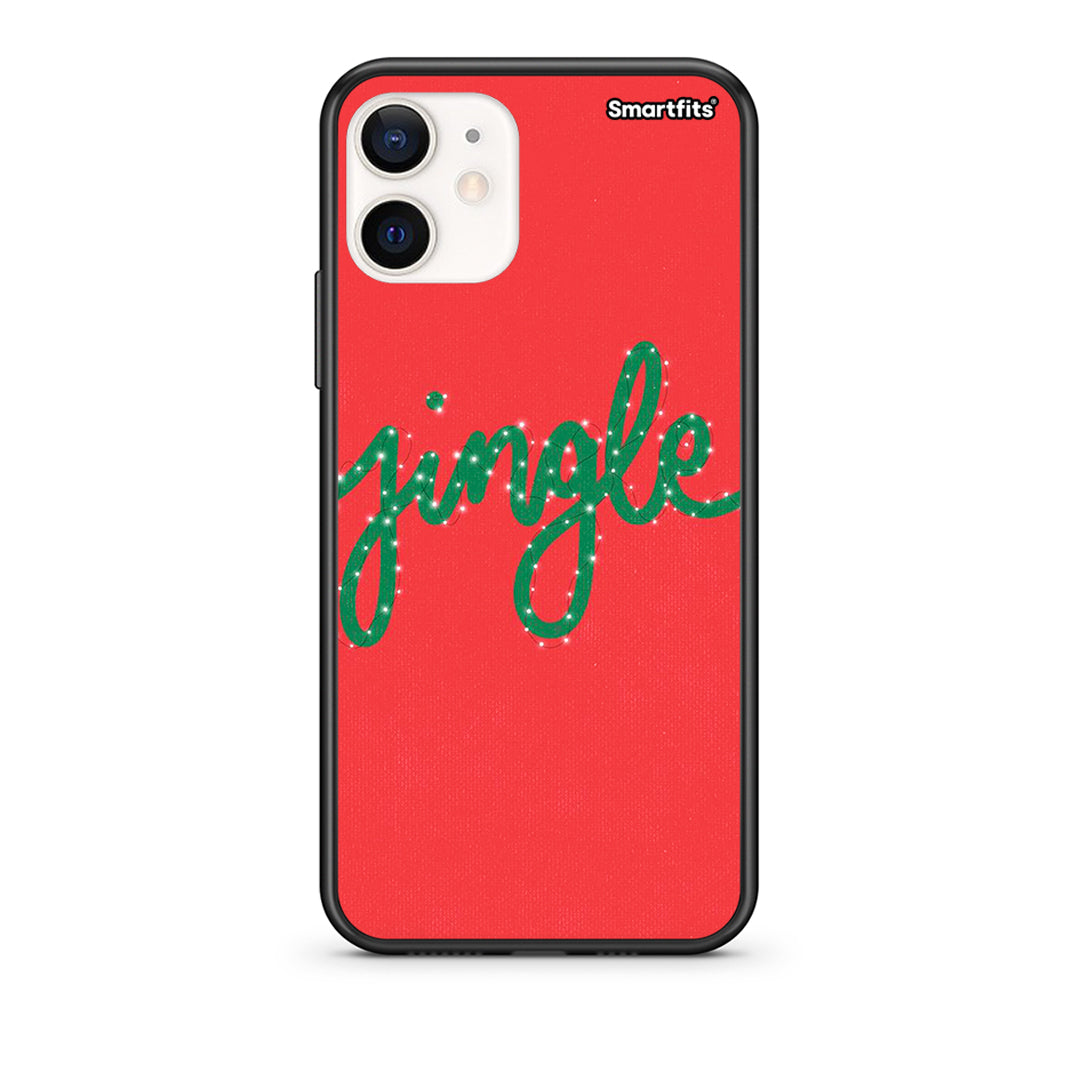 Θήκη iPhone 12 Mini Jingle Xmas από τη Smartfits με σχέδιο στο πίσω μέρος και μαύρο περίβλημα | iPhone 12 Mini Jingle Xmas case with colorful back and black bezels