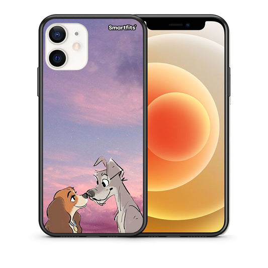 Θήκη iPhone 12 Mini Lady And Tramp από τη Smartfits με σχέδιο στο πίσω μέρος και μαύρο περίβλημα | iPhone 12 Mini Lady And Tramp case with colorful back and black bezels