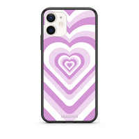 Thumbnail for Θήκη iPhone 12 Mini Lilac Hearts από τη Smartfits με σχέδιο στο πίσω μέρος και μαύρο περίβλημα | iPhone 12 Mini Lilac Hearts case with colorful back and black bezels