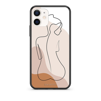 Θήκη iPhone 12 Mini LineArt Woman από τη Smartfits με σχέδιο στο πίσω μέρος και μαύρο περίβλημα | iPhone 12 Mini LineArt Woman case with colorful back and black bezels