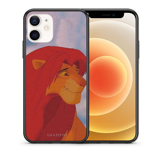 Θήκη Αγίου Βαλεντίνου iPhone 12 Mini Lion Love 1 από τη Smartfits με σχέδιο στο πίσω μέρος και μαύρο περίβλημα | iPhone 12 Mini Lion Love 1 case with colorful back and black bezels