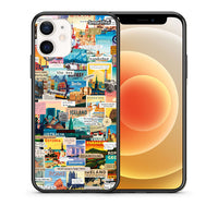 Thumbnail for Θήκη iPhone 12 Mini Live To Travel από τη Smartfits με σχέδιο στο πίσω μέρος και μαύρο περίβλημα | iPhone 12 Mini Live To Travel case with colorful back and black bezels