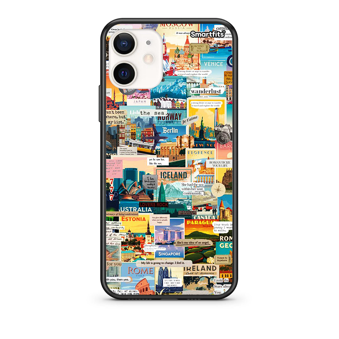 Θήκη iPhone 12 Mini Live To Travel από τη Smartfits με σχέδιο στο πίσω μέρος και μαύρο περίβλημα | iPhone 12 Mini Live To Travel case with colorful back and black bezels