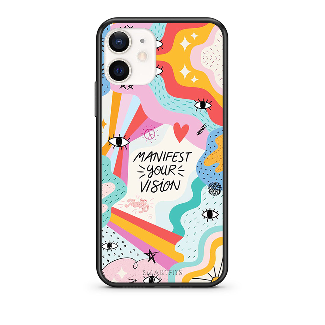Θήκη iPhone 12 Mini Manifest Your Vision από τη Smartfits με σχέδιο στο πίσω μέρος και μαύρο περίβλημα | iPhone 12 Mini Manifest Your Vision case with colorful back and black bezels