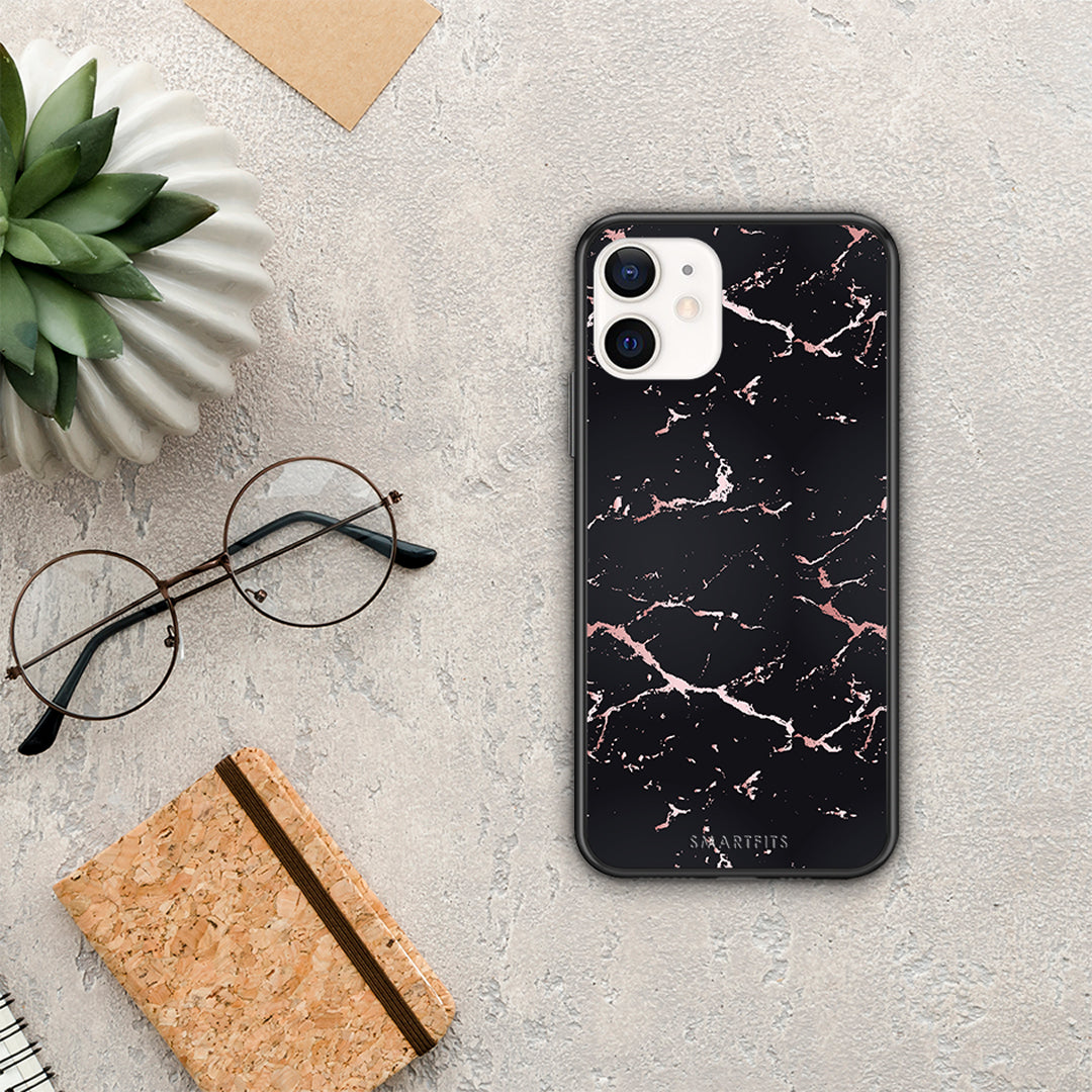 Marble Black Rosegold - iPhone 12 Mini θήκη