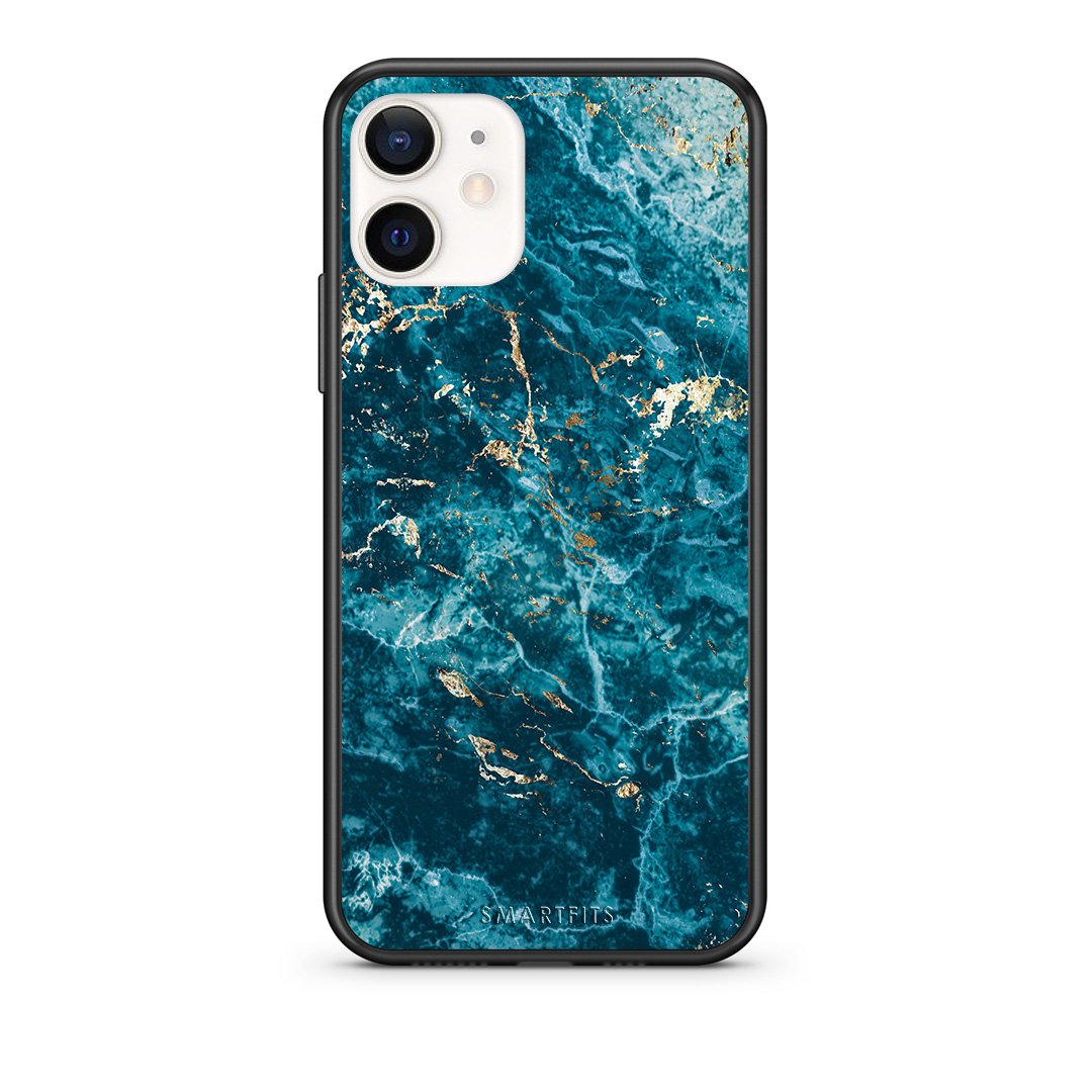 Θήκη iPhone 12 Mini Marble Blue από τη Smartfits με σχέδιο στο πίσω μέρος και μαύρο περίβλημα | iPhone 12 Mini Marble Blue case with colorful back and black bezels