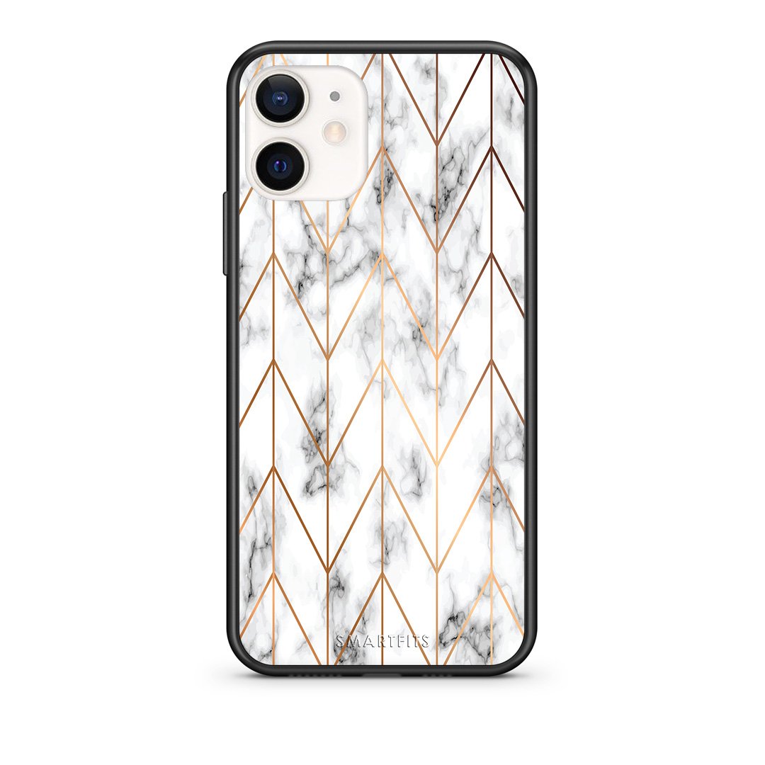 Θήκη iPhone 12 Mini Gold Geometric Marble από τη Smartfits με σχέδιο στο πίσω μέρος και μαύρο περίβλημα | iPhone 12 Mini Gold Geometric Marble case with colorful back and black bezels