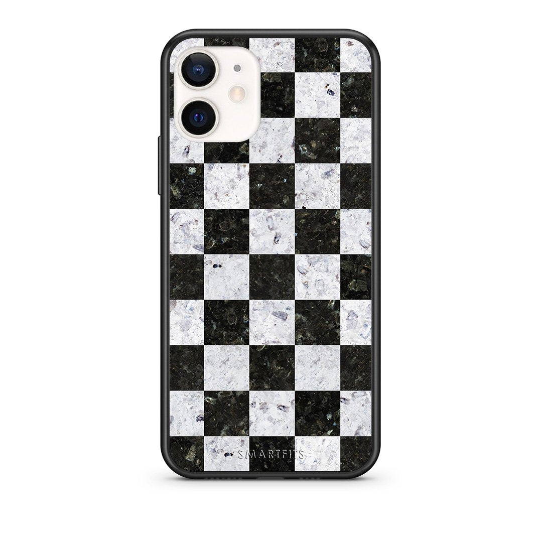 Θήκη iPhone 12 Mini Square Geometric Marble από τη Smartfits με σχέδιο στο πίσω μέρος και μαύρο περίβλημα | iPhone 12 Mini Square Geometric Marble case with colorful back and black bezels