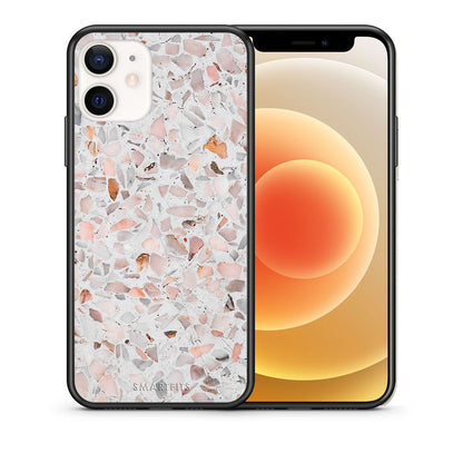 Θήκη iPhone 12 Mini Marble Terrazzo από τη Smartfits με σχέδιο στο πίσω μέρος και μαύρο περίβλημα | iPhone 12 Mini Marble Terrazzo case with colorful back and black bezels