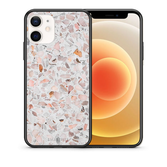 Θήκη iPhone 12 Mini Marble Terrazzo από τη Smartfits με σχέδιο στο πίσω μέρος και μαύρο περίβλημα | iPhone 12 Mini Marble Terrazzo case with colorful back and black bezels