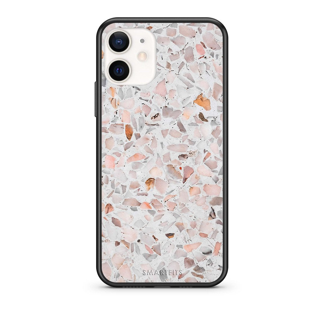 Θήκη iPhone 12 Mini Marble Terrazzo από τη Smartfits με σχέδιο στο πίσω μέρος και μαύρο περίβλημα | iPhone 12 Mini Marble Terrazzo case with colorful back and black bezels