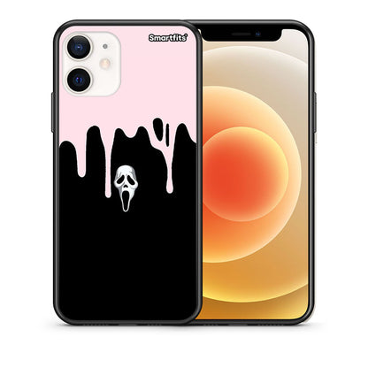 Θήκη iPhone 12 Mini Melting Halloween Mask από τη Smartfits με σχέδιο στο πίσω μέρος και μαύρο περίβλημα | iPhone 12 Mini Melting Halloween Mask case with colorful back and black bezels