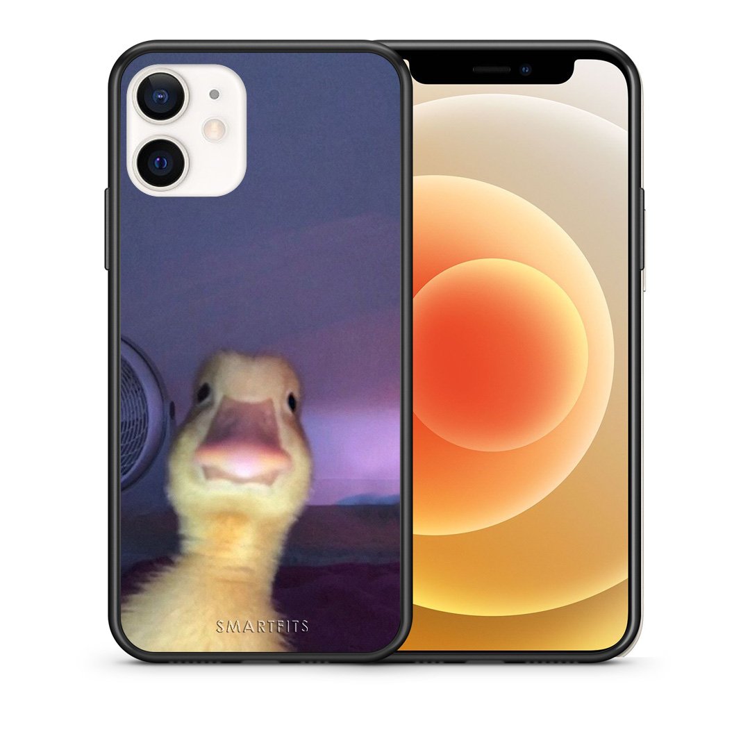 Θήκη iPhone 12 Mini Meme Duck από τη Smartfits με σχέδιο στο πίσω μέρος και μαύρο περίβλημα | iPhone 12 Mini Meme Duck case with colorful back and black bezels
