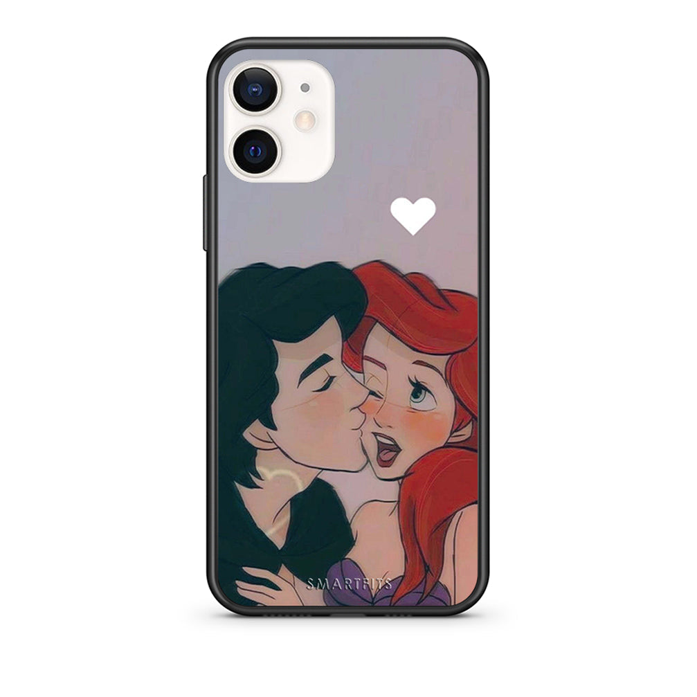 Θήκη Αγίου Βαλεντίνου iPhone 12 Mini Mermaid Love από τη Smartfits με σχέδιο στο πίσω μέρος και μαύρο περίβλημα | iPhone 12 Mini Mermaid Love case with colorful back and black bezels