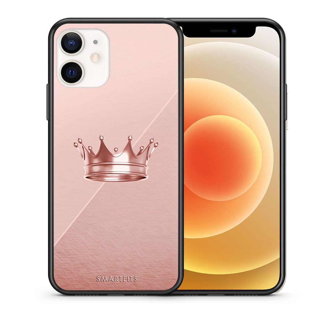 Θήκη iPhone 12 Mini Crown Minimal από τη Smartfits με σχέδιο στο πίσω μέρος και μαύρο περίβλημα | iPhone 12 Mini Crown Minimal case with colorful back and black bezels
