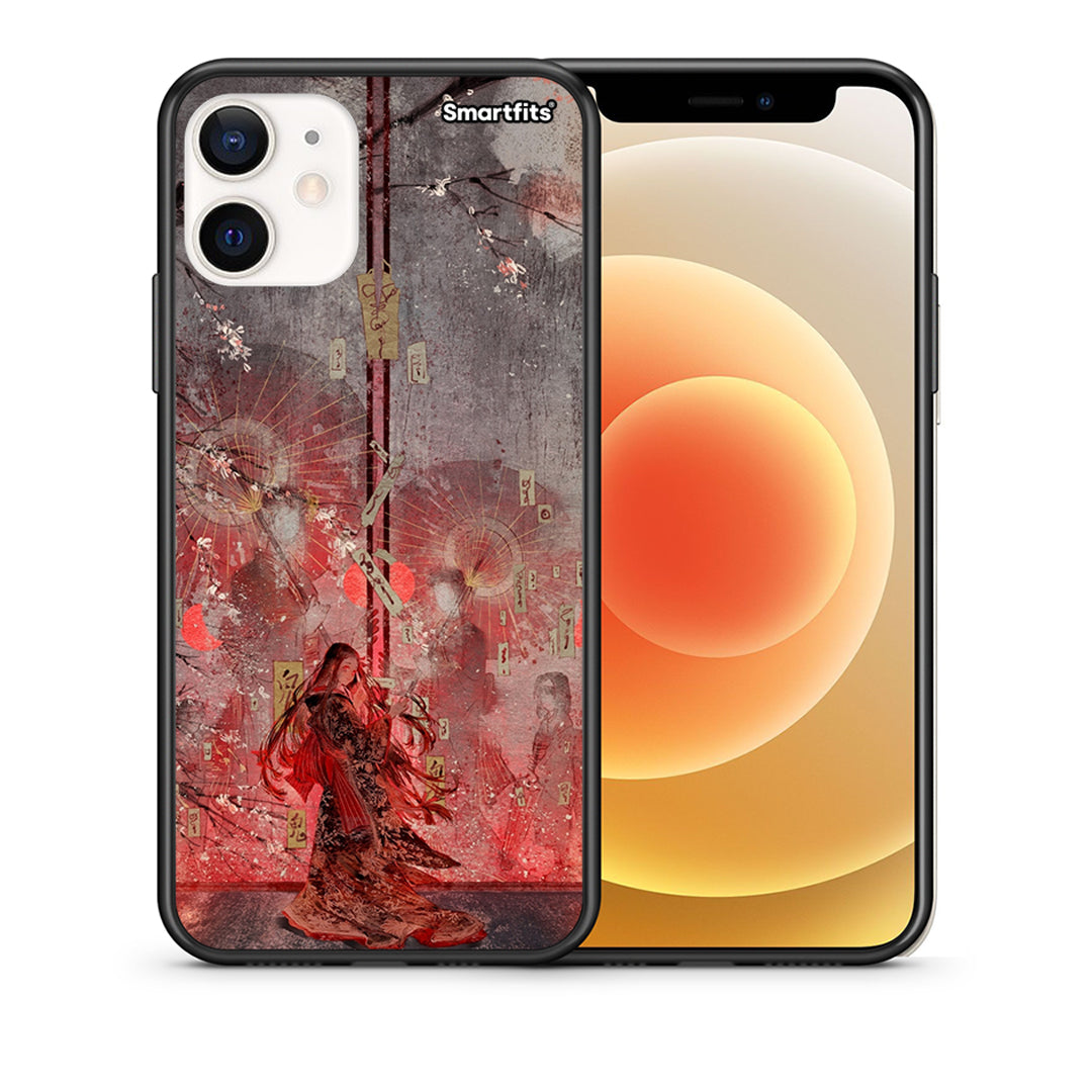 Θήκη iPhone 12 Mini Nezuko Kamado από τη Smartfits με σχέδιο στο πίσω μέρος και μαύρο περίβλημα | iPhone 12 Mini Nezuko Kamado case with colorful back and black bezels