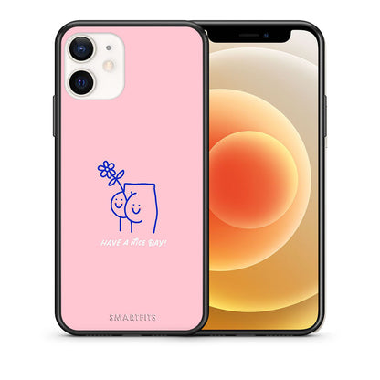 Θήκη iPhone 12 Mini Nice Day από τη Smartfits με σχέδιο στο πίσω μέρος και μαύρο περίβλημα | iPhone 12 Mini Nice Day case with colorful back and black bezels