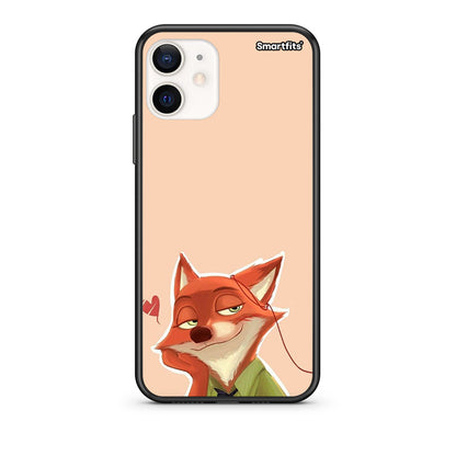 Θήκη iPhone 12 Mini Nick Wilde And Judy Hopps Love 1 από τη Smartfits με σχέδιο στο πίσω μέρος και μαύρο περίβλημα | iPhone 12 Mini Nick Wilde And Judy Hopps Love 1 case with colorful back and black bezels