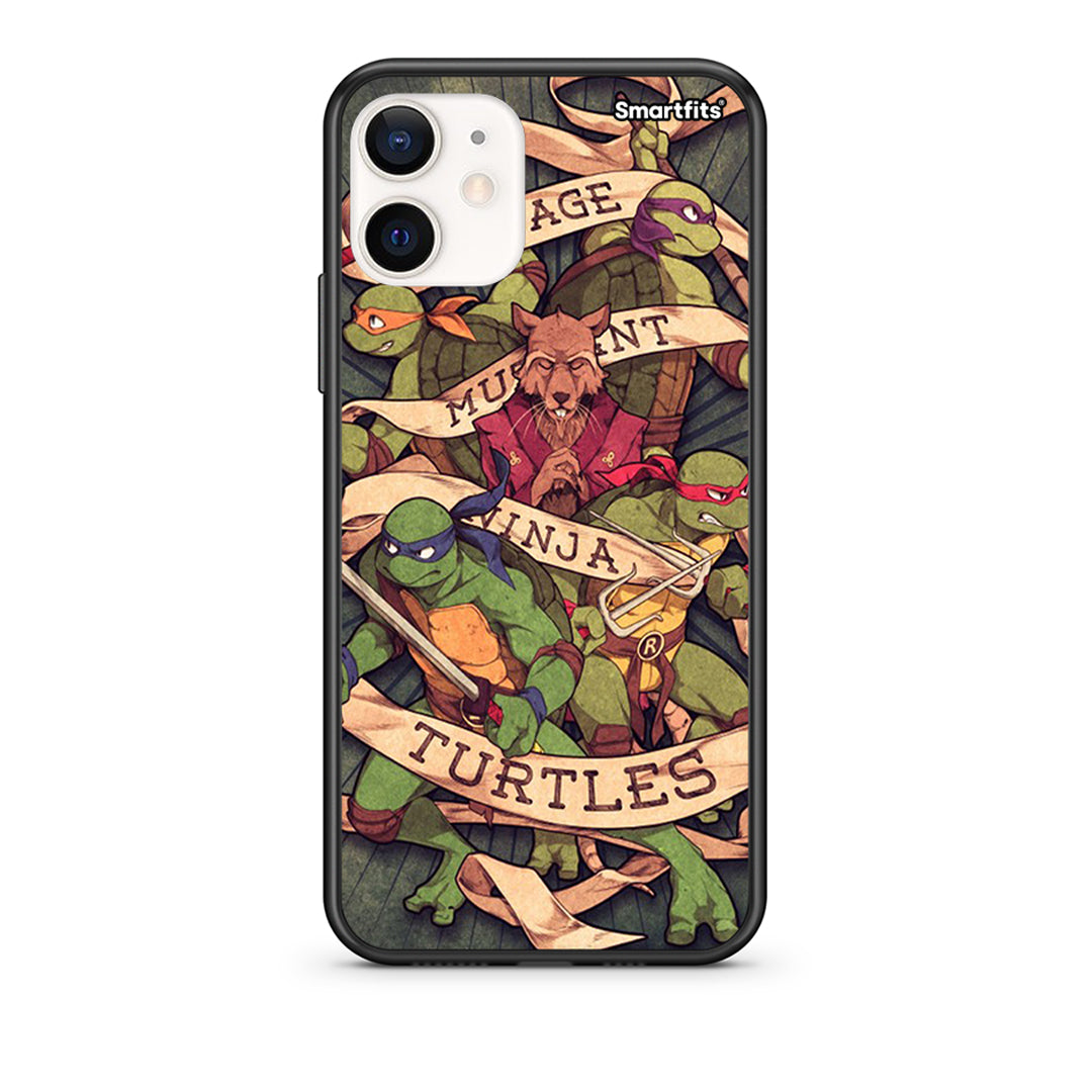 Θήκη iPhone 12 Mini Ninja Turtles από τη Smartfits με σχέδιο στο πίσω μέρος και μαύρο περίβλημα | iPhone 12 Mini Ninja Turtles case with colorful back and black bezels