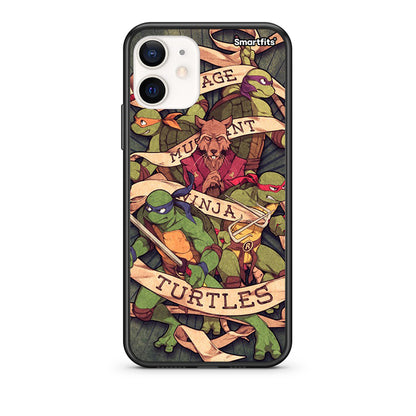 Θήκη iPhone 12 Mini Ninja Turtles από τη Smartfits με σχέδιο στο πίσω μέρος και μαύρο περίβλημα | iPhone 12 Mini Ninja Turtles case with colorful back and black bezels