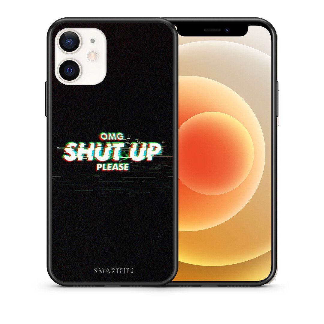 Θήκη iPhone 12 Mini OMG ShutUp από τη Smartfits με σχέδιο στο πίσω μέρος και μαύρο περίβλημα | iPhone 12 Mini OMG ShutUp case with colorful back and black bezels
