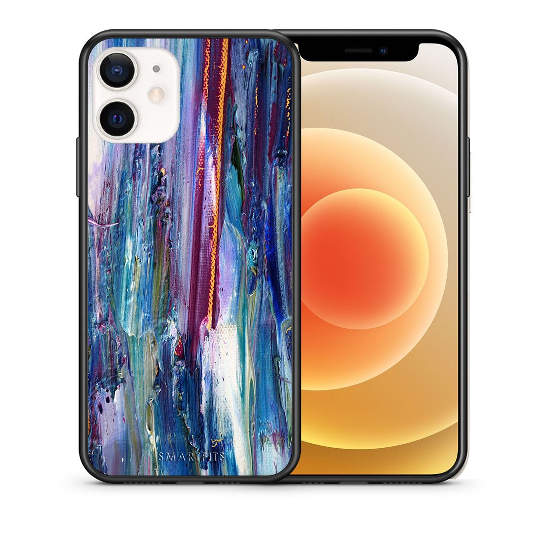 Θήκη iPhone 12 Mini Winter Paint από τη Smartfits με σχέδιο στο πίσω μέρος και μαύρο περίβλημα | iPhone 12 Mini Winter Paint case with colorful back and black bezels