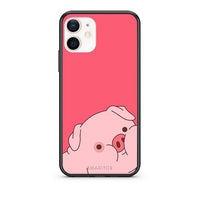 Thumbnail for Θήκη Αγίου Βαλεντίνου iPhone 12 Mini Pig Love 1 από τη Smartfits με σχέδιο στο πίσω μέρος και μαύρο περίβλημα | iPhone 12 Mini Pig Love 1 case with colorful back and black bezels