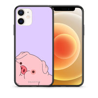 Thumbnail for Θήκη Αγίου Βαλεντίνου iPhone 12 Mini Pig Love 2 από τη Smartfits με σχέδιο στο πίσω μέρος και μαύρο περίβλημα | iPhone 12 Mini Pig Love 2 case with colorful back and black bezels