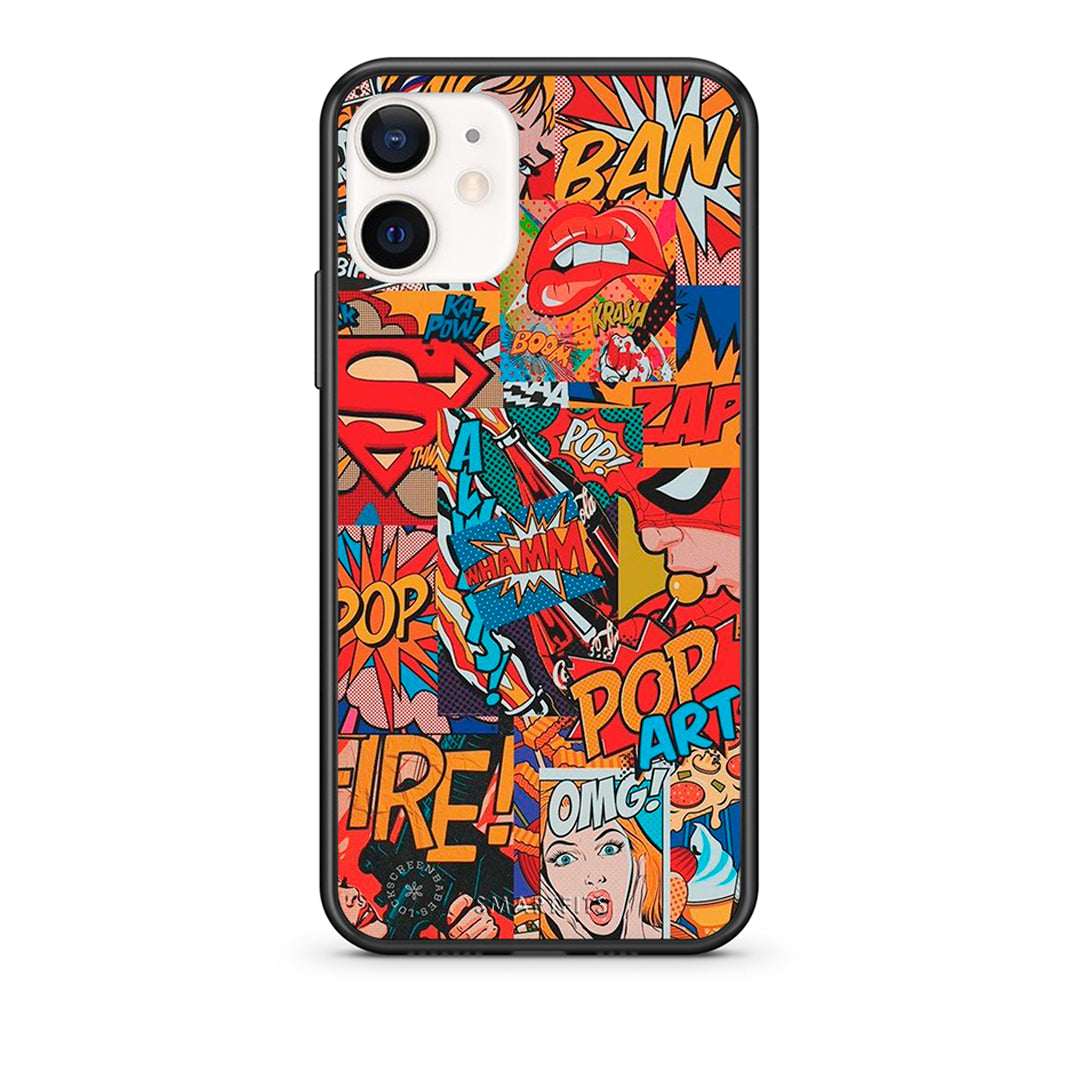 Θήκη iPhone 12 Mini PopArt OMG από τη Smartfits με σχέδιο στο πίσω μέρος και μαύρο περίβλημα | iPhone 12 Mini PopArt OMG case with colorful back and black bezels