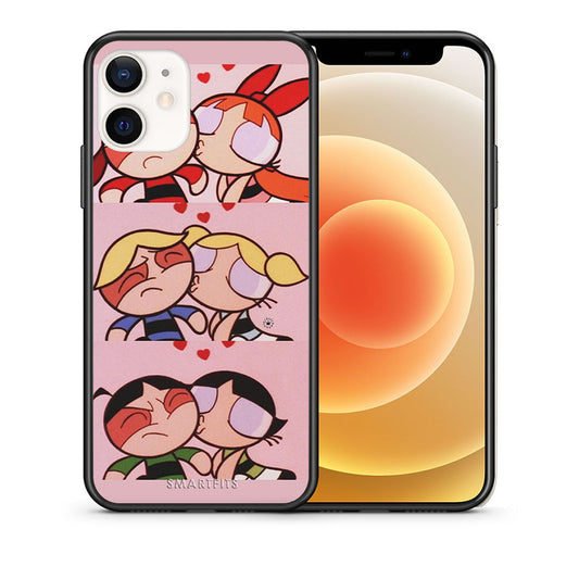 Θήκη Αγίου Βαλεντίνου iPhone 12 Mini Puff Love από τη Smartfits με σχέδιο στο πίσω μέρος και μαύρο περίβλημα | iPhone 12 Mini Puff Love case with colorful back and black bezels