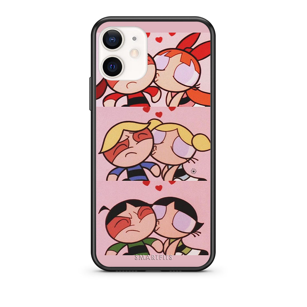 Θήκη Αγίου Βαλεντίνου iPhone 12 Mini Puff Love από τη Smartfits με σχέδιο στο πίσω μέρος και μαύρο περίβλημα | iPhone 12 Mini Puff Love case with colorful back and black bezels