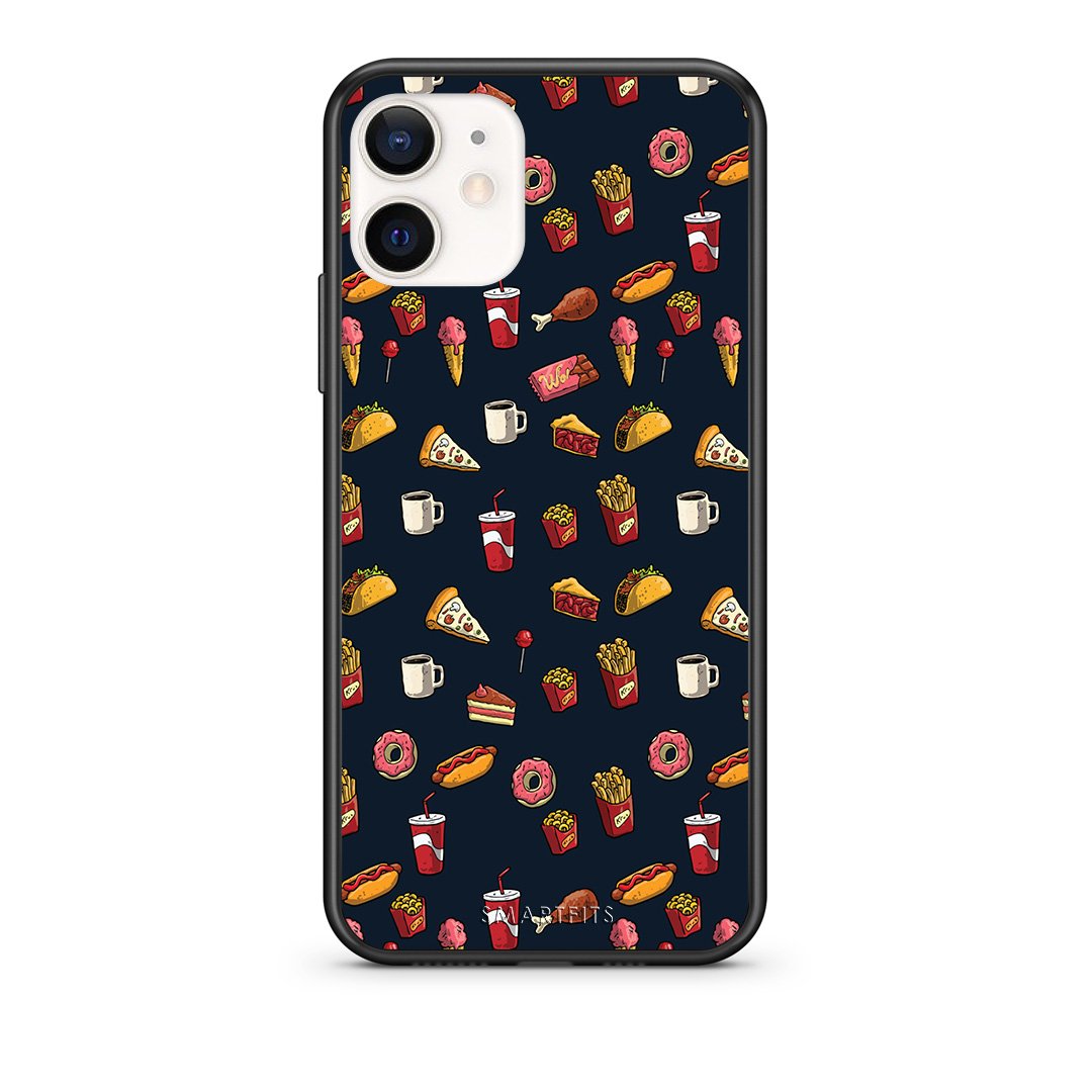 Θήκη iPhone 12 Mini Hungry Random από τη Smartfits με σχέδιο στο πίσω μέρος και μαύρο περίβλημα | iPhone 12 Mini Hungry Random case with colorful back and black bezels
