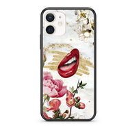 Thumbnail for Θήκη iPhone 12 Mini Red Lips από τη Smartfits με σχέδιο στο πίσω μέρος και μαύρο περίβλημα | iPhone 12 Mini Red Lips case with colorful back and black bezels