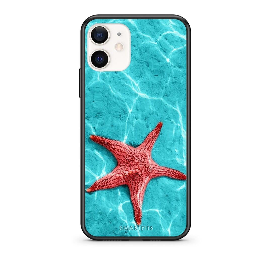 Θήκη iPhone 12 Mini Red Starfish από τη Smartfits με σχέδιο στο πίσω μέρος και μαύρο περίβλημα | iPhone 12 Mini Red Starfish case with colorful back and black bezels