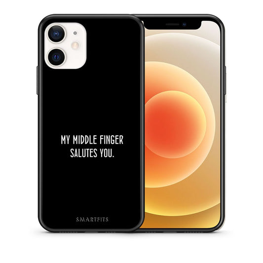 Θήκη iPhone 12 Mini Salute από τη Smartfits με σχέδιο στο πίσω μέρος και μαύρο περίβλημα | iPhone 12 Mini Salute case with colorful back and black bezels